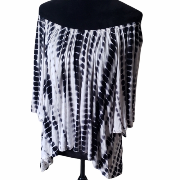 Jondie Tie Dye Hi-Lo Off Shoulder Top - Picture 2 of 6